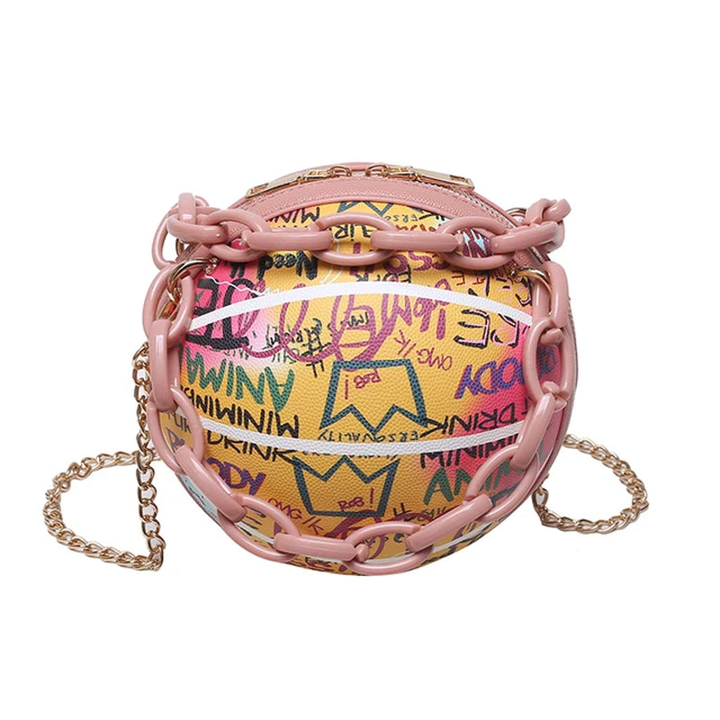 Brand Graffiti Basketball Bags for Women Newshoulder Bag Fashion Chain Purses and Handbags Designer Crossbody Bag Luxury Satchel