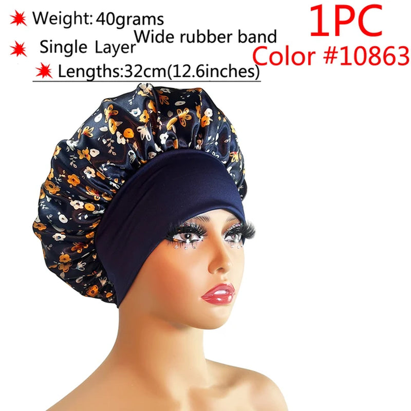 Silk Hair Bonnet Satin Cheveux Nuit Single Double Layer Silk Hair Cap for Women Sleeping Adjust Head Cover Hat Beauty Products