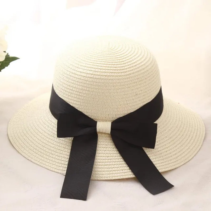 Bucket Hat Panama Fashion Straw Hat Women'S Summer Hats Shade Sun Protection Outdoor Beach Vacation Hat Beach Cap