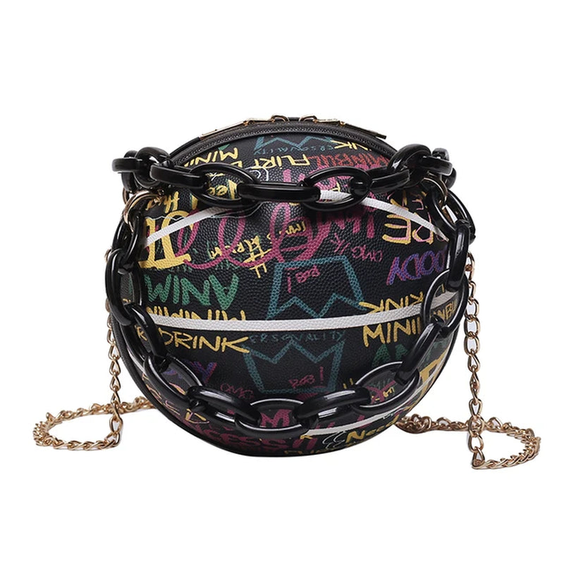 Brand Graffiti Basketball Bags for Women Newshoulder Bag Fashion Chain Purses and Handbags Designer Crossbody Bag Luxury Satchel