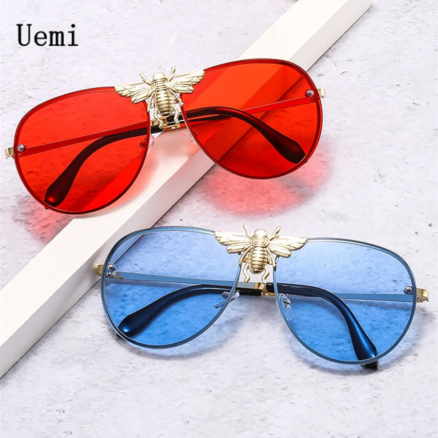 New Fashion Modern Oversized Sunglasses for Women Men Luxury Designer Sun Glasses Bee Decoration Trengding Shades UV400 Eyeglass