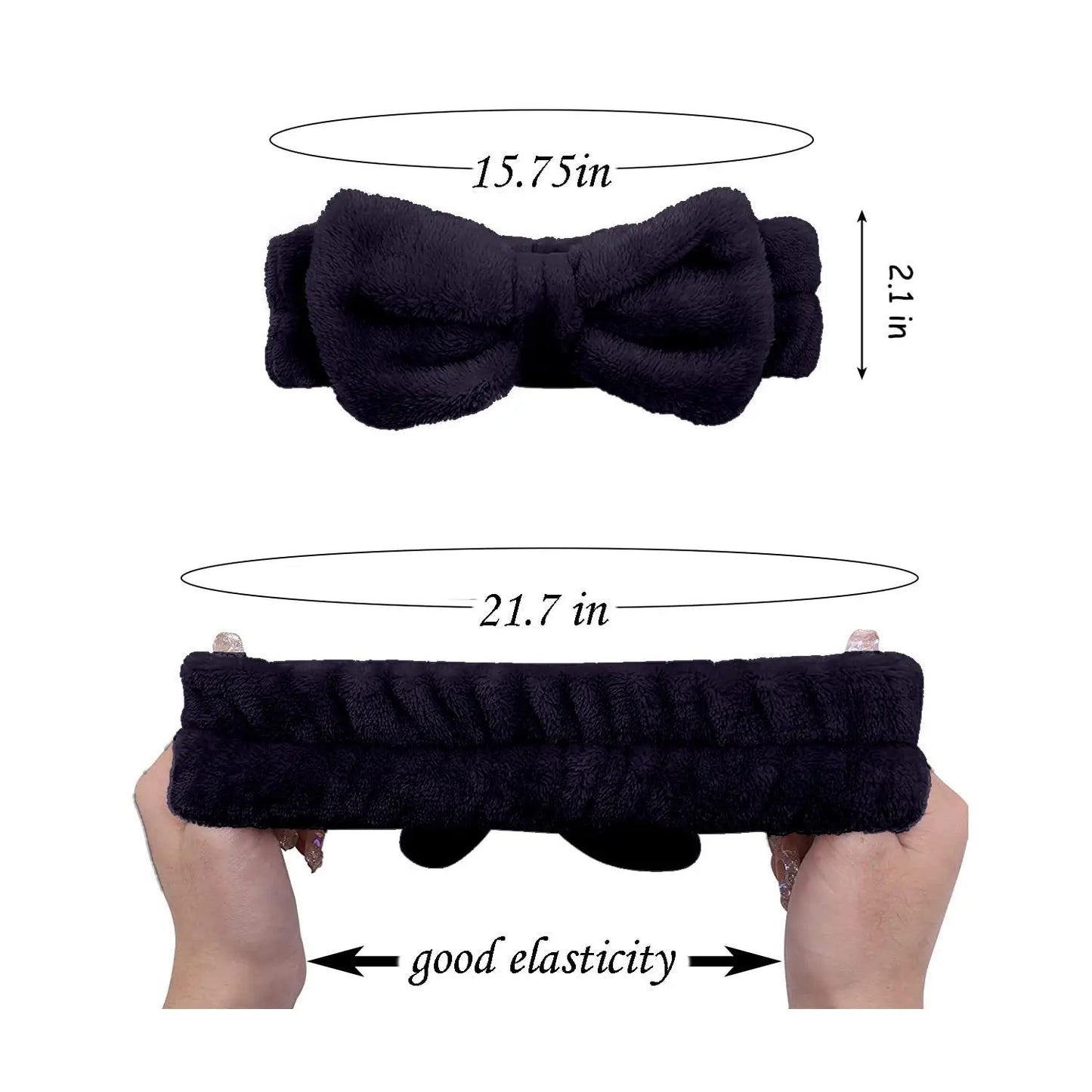 3Pcs/Set Face Wash Wristband Headband Set Fleece Skincare Bowtie Hair Band Wrist Cuffs for Makeup Shower Teen Girls Headbands