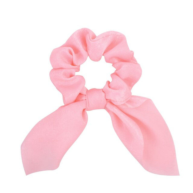 New Chiffon Bowknot Silk Hair Scrunchies Women Pearl Ponytail Holder Hair Ties Hair Rope Rubber Bands Headwear Hair Accessories