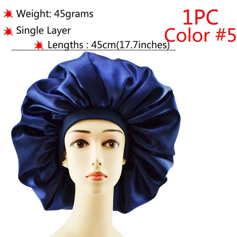 Silk Hair Bonnet Satin Cheveux Nuit Single Double Layer Silk Hair Cap for Women Sleeping Adjust Head Cover Hat Beauty Products