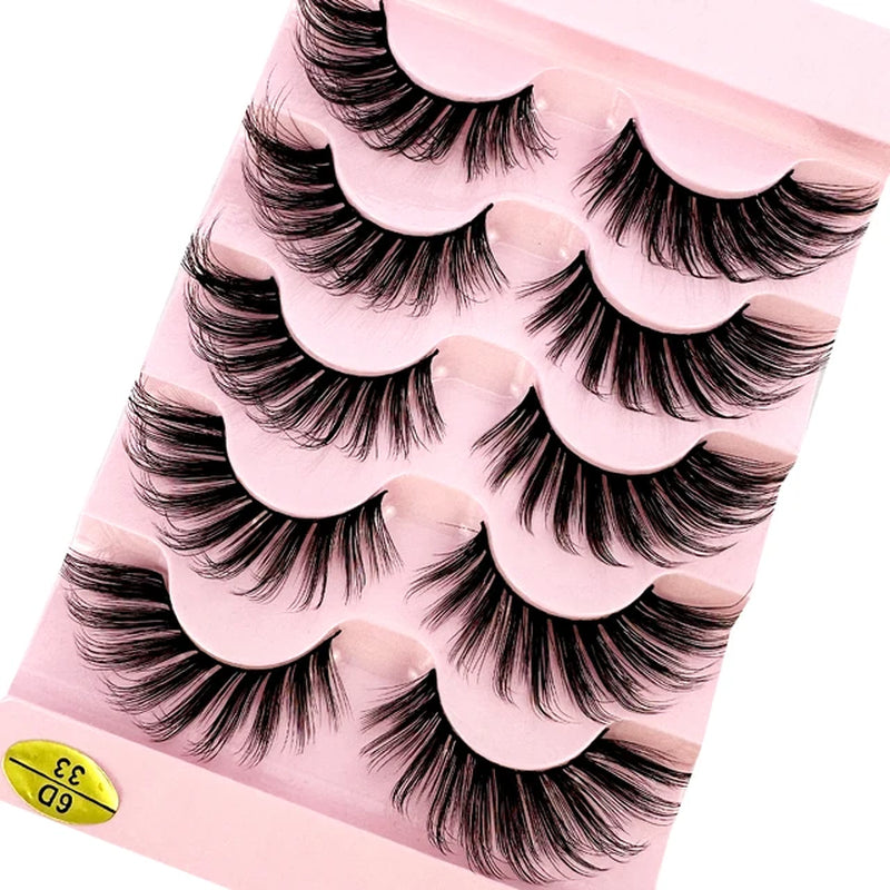 Natural Long Cosplay Makeup Cross Strip False Eyelashes Black Eye Lashes and Cat Eye Lashes 5Pairs