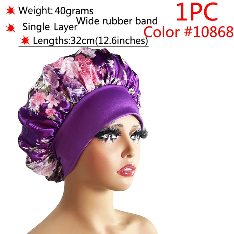 Silk Hair Bonnet Satin Cheveux Nuit Single Double Layer Silk Hair Cap for Women Sleeping Adjust Head Cover Hat Beauty Products