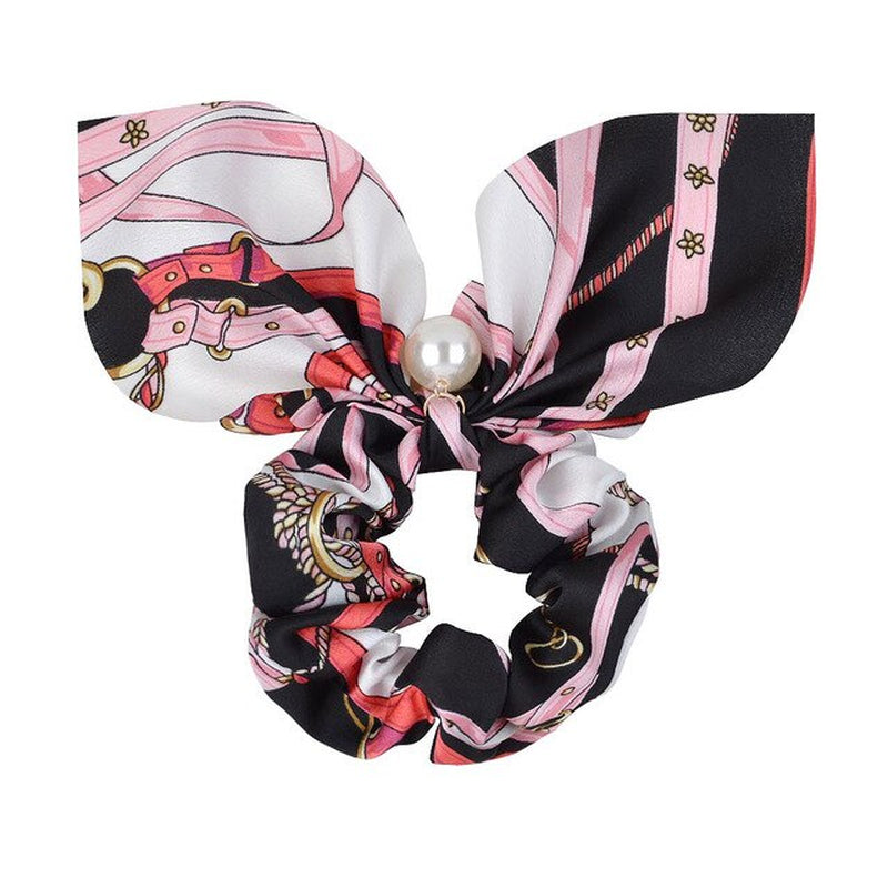 New Chiffon Bowknot Silk Hair Scrunchies Women Pearl Ponytail Holder Hair Ties Hair Rope Rubber Bands Headwear Hair Accessories