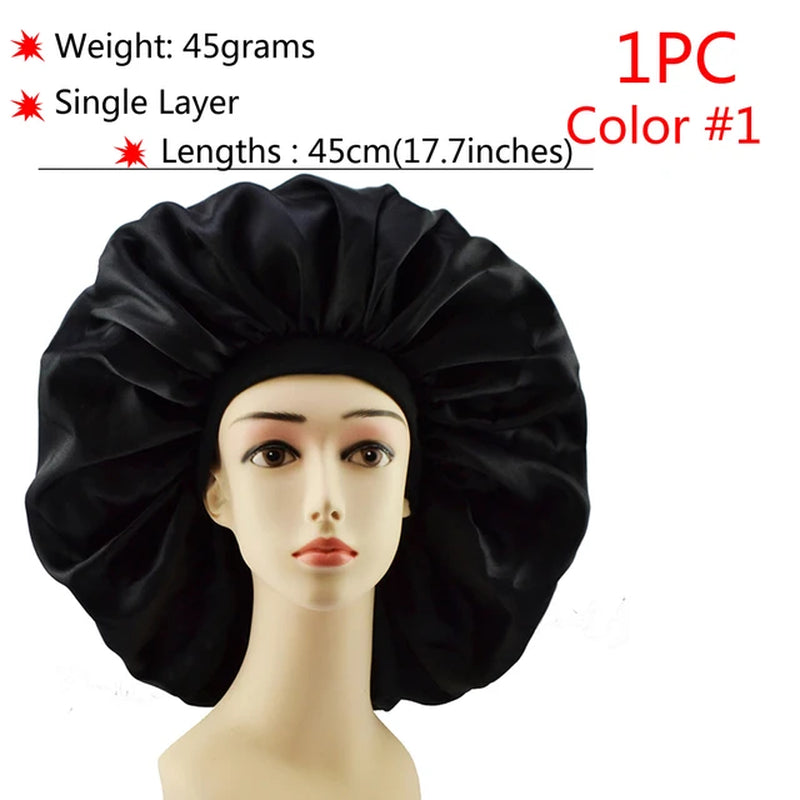 Silk Hair Bonnet Satin Cheveux Nuit Single Double Layer Silk Hair Cap for Women Sleeping Adjust Head Cover Hat Beauty Products